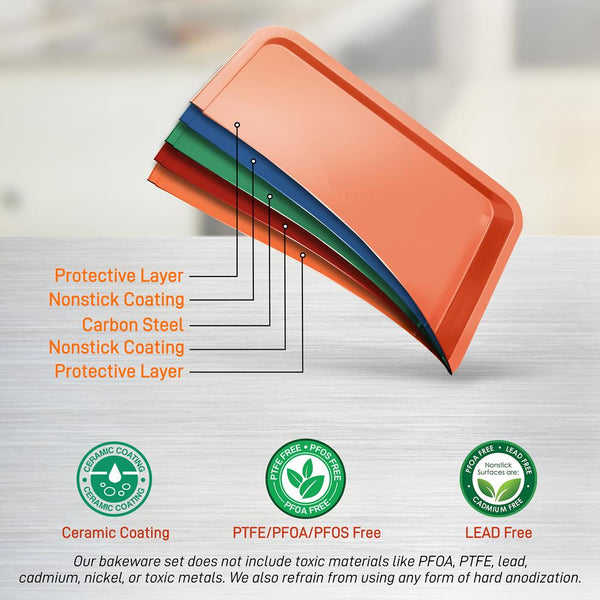 Nutrichef 10-Piece Nonstick Bakeware Set Easy Clean Carbon Steel Copper