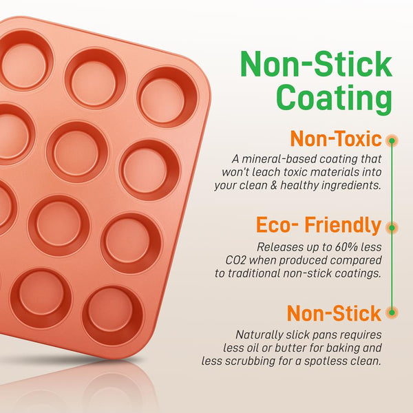 Nutrichef 10-Piece Nonstick Bakeware Set Easy Clean Carbon Steel Copper