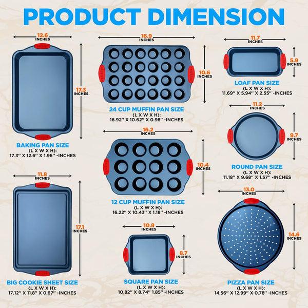 Nutrichef 10-Piece Nonstick Bakeware Set - Easy Clean Carbon Steel Blue
