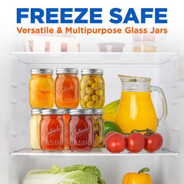 Nutrichef 12 Pcs. Glass Mason Jars With Regular Lids And Bands Diy Magnetic Spice Jars Ideal For Meal Prep Jam Honey Wedding Favors And More