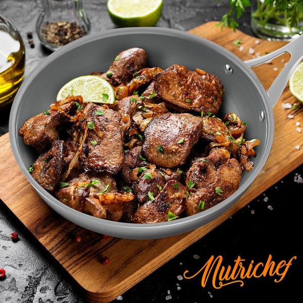 nutrichef 12-Piece Cookware Set Even Heat Ceramic Non-Stick Stainless Steel