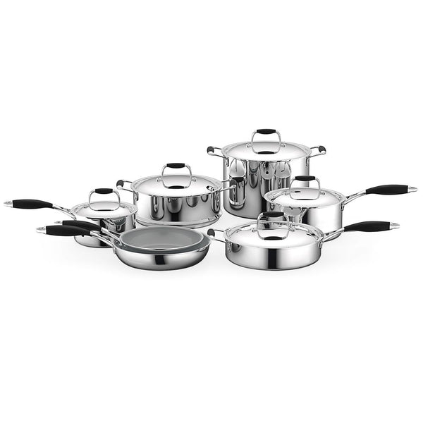 nutrichef 12-Piece Stainless Steel Cookware Set Non-Stick Ceramic Even Heat