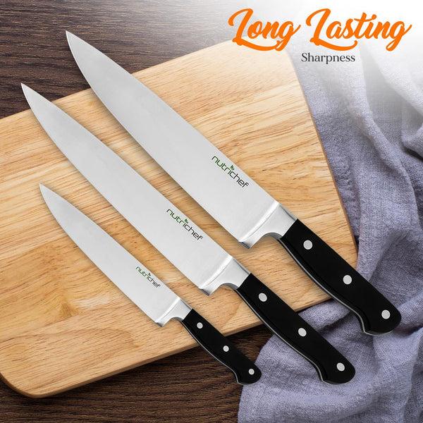 Nutrichef 13-Piece Knife Set With Block Precision German Steel Built-In Sharpener
