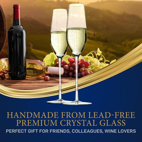 Nutrichef 2 Pcs. Of Crystal Champagne Flutes - Ultra Clear Elegant Champagne Glasses Hand Blown
