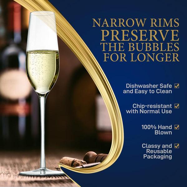 Nutrichef 2 Pcs. Of Crystal Champagne Flutes - Ultra Clear Elegant Champagne Glasses Hand Blown