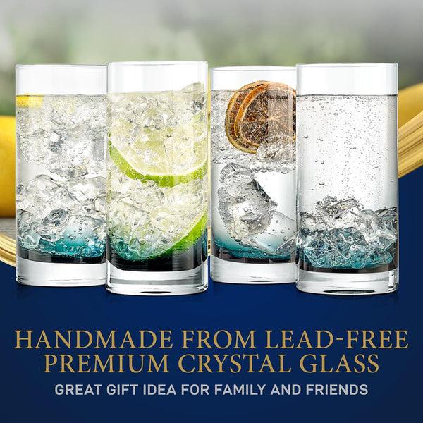 Nutrichef 2 Pcs. Of Highball Drinking Glass - Heavy Base And Tall Glass Tumbler For Water Wine Beer Cocktails Whiskey Juice Bars And Mixed Drinks?