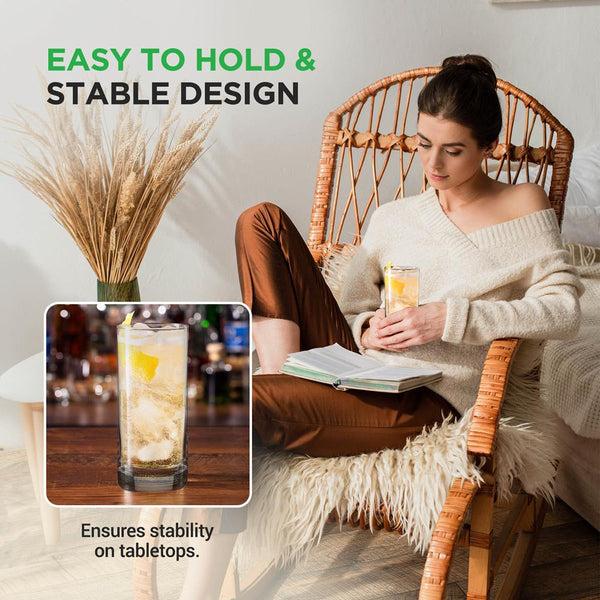 Nutrichef 2 Pcs. Of Highball Drinking Glass - Heavy Base And Tall Glass Tumbler For Water Wine Beer Cocktails Whiskey Juice Bars Mixed Drinks