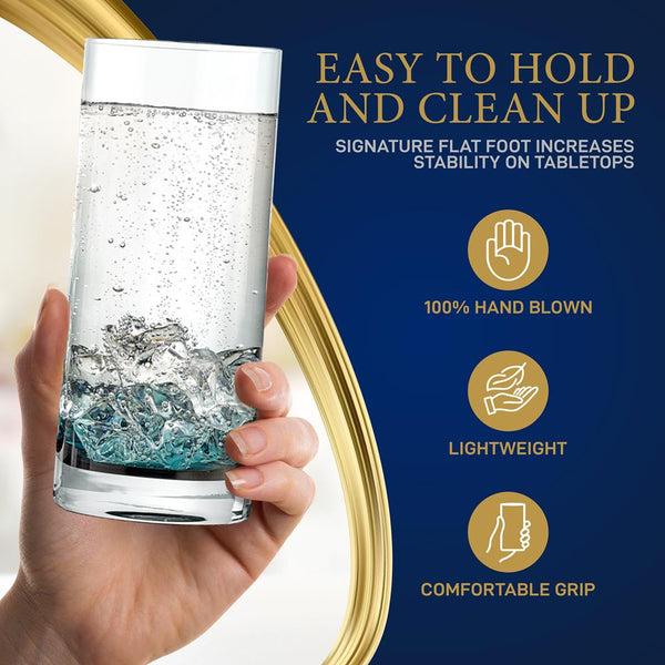 Nutrichef 2 Pcs. Of Highball Drinking Glass - Heavy Base And Tall Glass Tumbler For Water Wine Beer Cocktails Whiskey Juice Bars And Mixed Drinks?