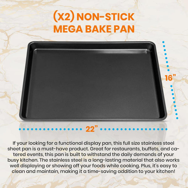 Nutrichef 2-Piece XL Cookie Sheet Set Nonstick Carbon Steel Stackable