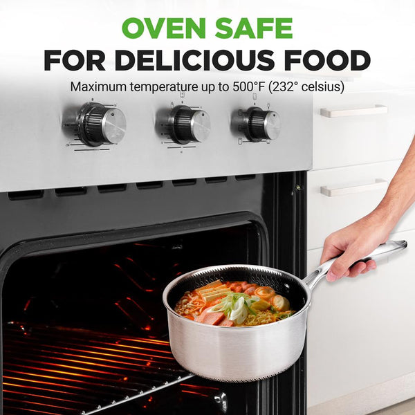 Nutrichef 2 QT Sauce Pot - Quick Heat Non-Stick Coating Stainless Steel