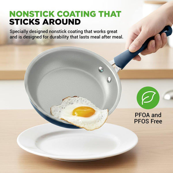 Nutrichef 20 Pc Kitchen Set - Even Cooking Non-Stick Coating Navy Blue