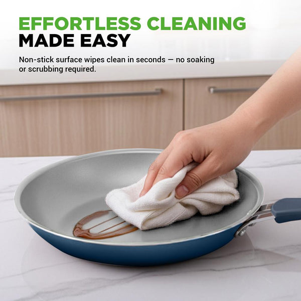 Nutrichef 20 Pc Kitchen Set - Even Cooking Non-Stick Coating Navy Blue