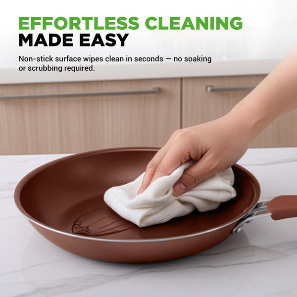 Nutrichef 20-Piece Non-Stick Cookware Set Even Heat Cool-Touch Handles Brown