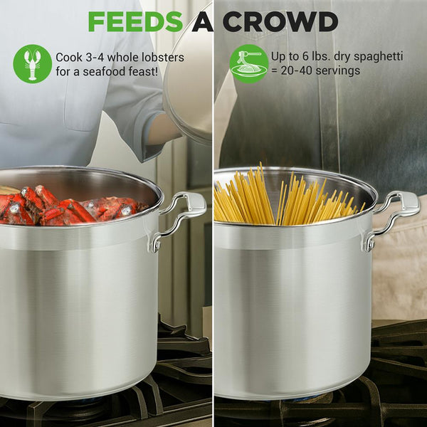 Nutrichef 20 Qt Stockpot For Even Heat Stainless Steel Induction Compatible