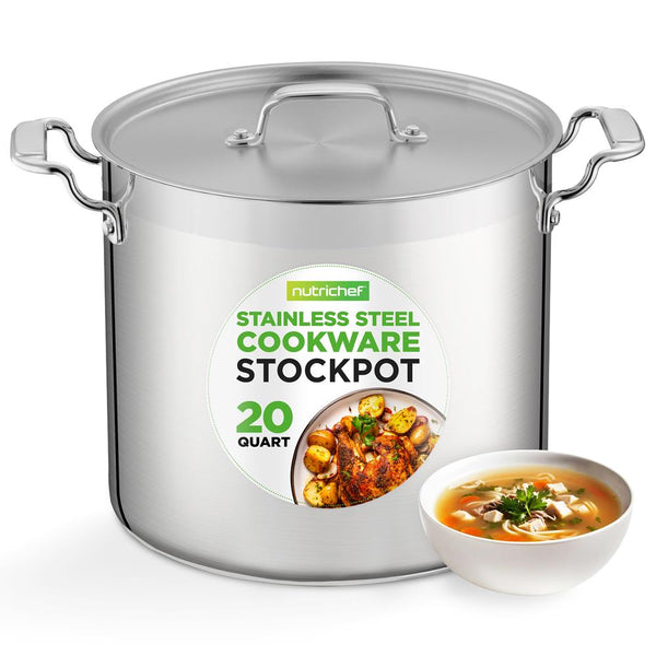 nutrichef 20 Qt Stockpot for Even Heat Stainless Steel Induction Compatible