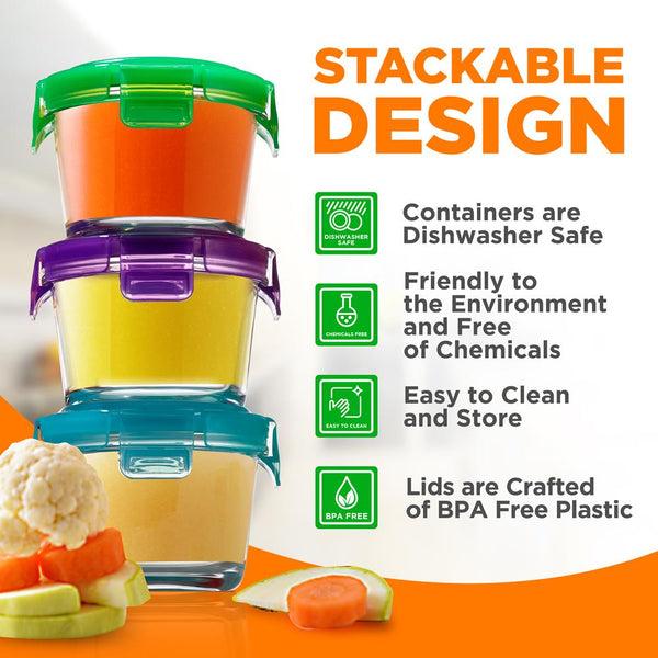 Nutrichef 24-Piece Glass Food Storage Set Airtight Leak-Proof Stackable 4.48oz