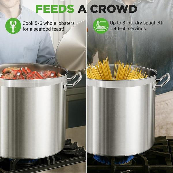 Nutrichef 30 Qt Stainless Steel Stockpot Even Heat Induction Compatible