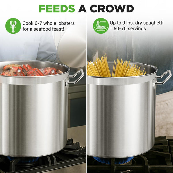 Nutrichef 35 Qt Stainless Steel Stockpot Even Heat Induction Compatible