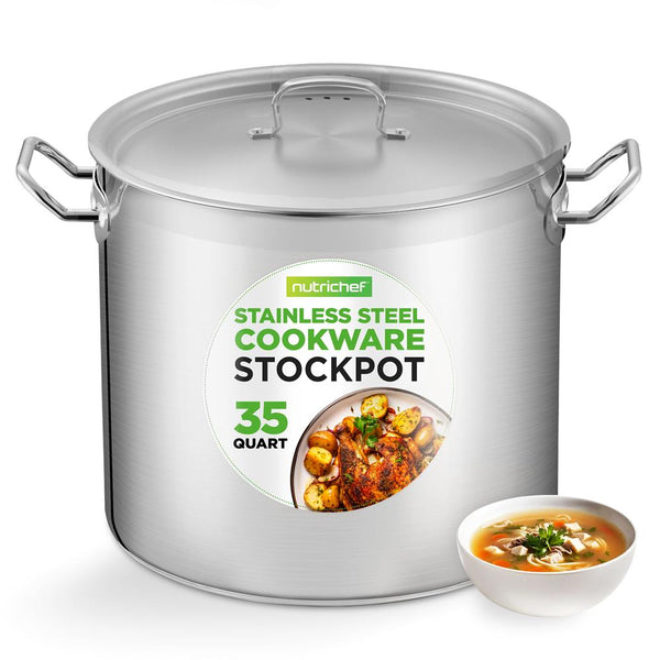 nutrichef 35 Qt Stainless Steel Stockpot Even Heat Induction Compatible