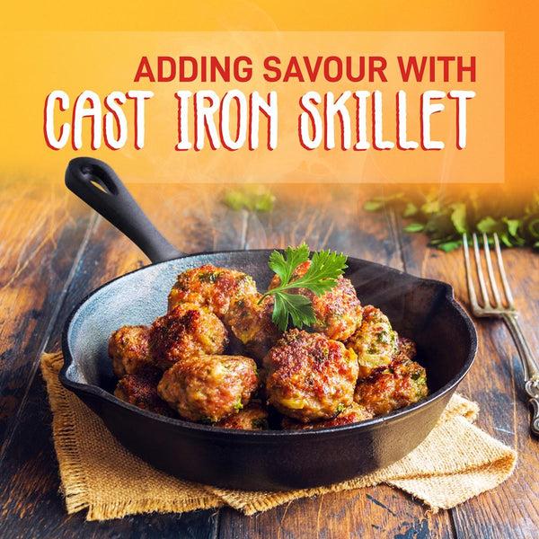 Nutrichef 3pc Cast Iron Skillet Set - Nonstick Even Heat Silicone Handles