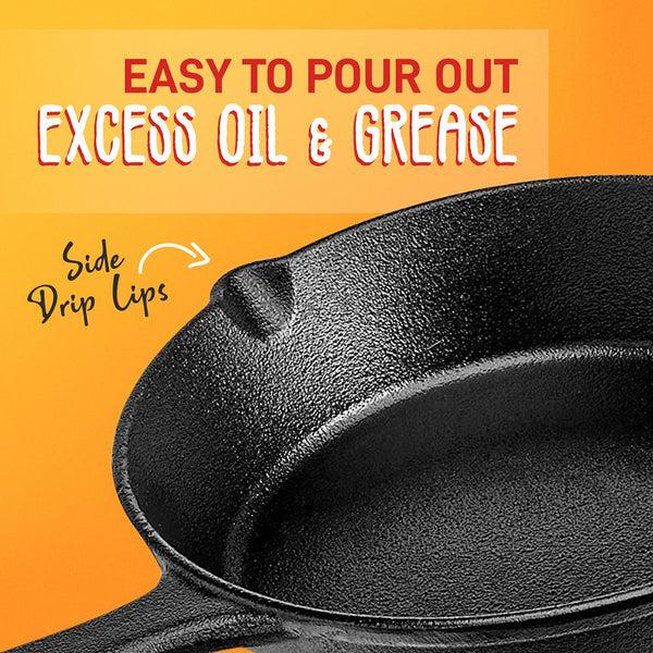 Nutrichef 3pc Cast Iron Skillet Set - Nonstick Even Heat Silicone Handles
