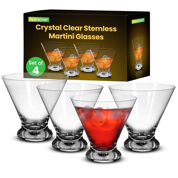 nutrichef 4 Pcs. Of Crystal-Clear Whiskey Glasses - Ultra Clear Elegant Clear Whiskey Glasses Hand Blown