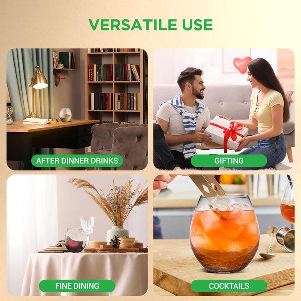 Nutrichef 4 Pcs. Of Crystal Stemless Wine Glasses - Ultra Clear Elegant Wine Glasses Hand Blown