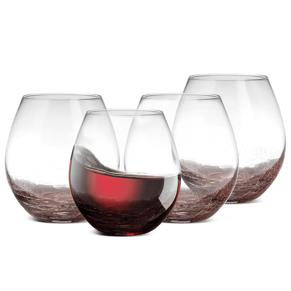 nutrichef 4 Pcs. Of Crystal Stemless Wine Glasses - Ultra Clear Elegant Wine Glasses Hand Blown