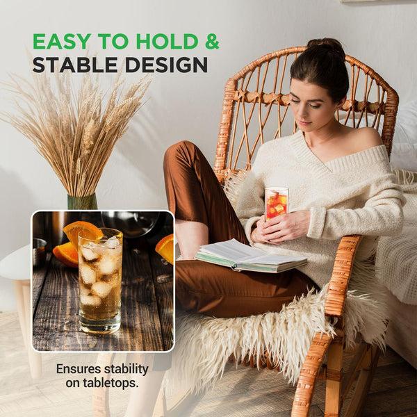 Nutrichef 4 Pcs. Of Highball Drinking Glass - Heavy Base And Tall Glass Tumbler For Water Wine Beer Cocktails Whiskey Juice Bars Mixed Drinks