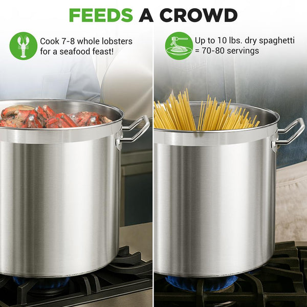 Nutrichef 40 Qt Stainless Steel Stockpot Even Heat Induction Compatible