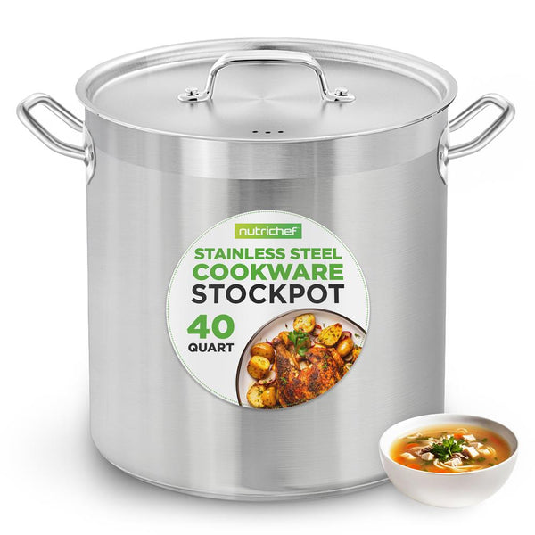 nutrichef 40 Qt Stainless Steel Stockpot Even Heat Induction Compatible