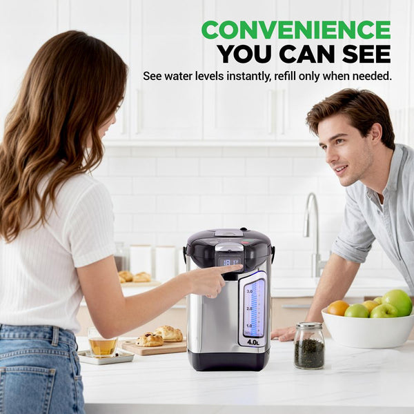 Nutrichef 4L Digital Hot Water Dispenser - Instant Water Boiler / Water Heater Auto Dispense Safety Lock (4.227 Quarts)