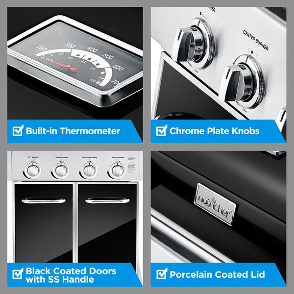 Nutrichef 5-Burner Propane Gas Grill 52 000 BTU Stainless Steel Easy Clean