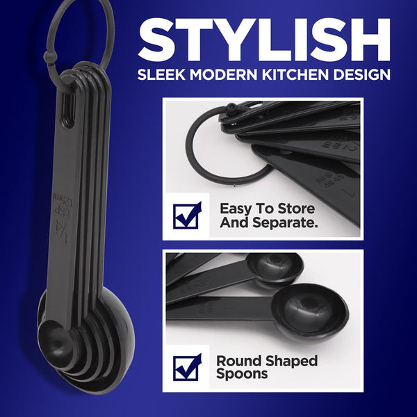 Nutrichef 5-Piece Measuring Spoon Set - Precise Measurements - Polypropylene