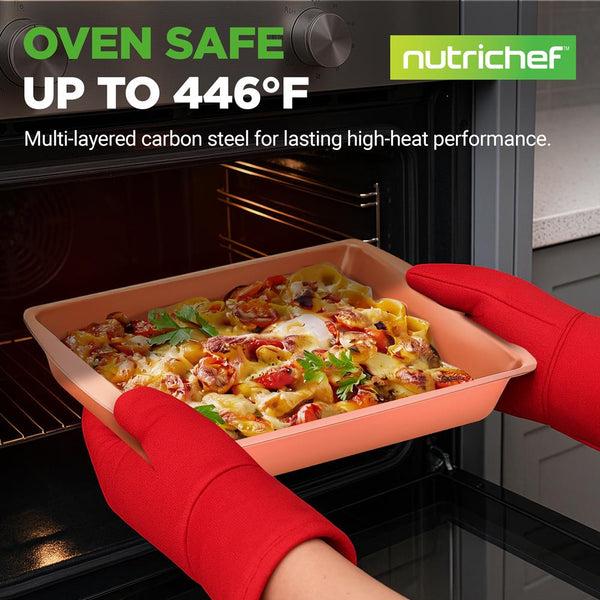 Nutrichef 5-Piece Non-Stick Baking Pan Set Stackable Carbon Steel Easy Clean