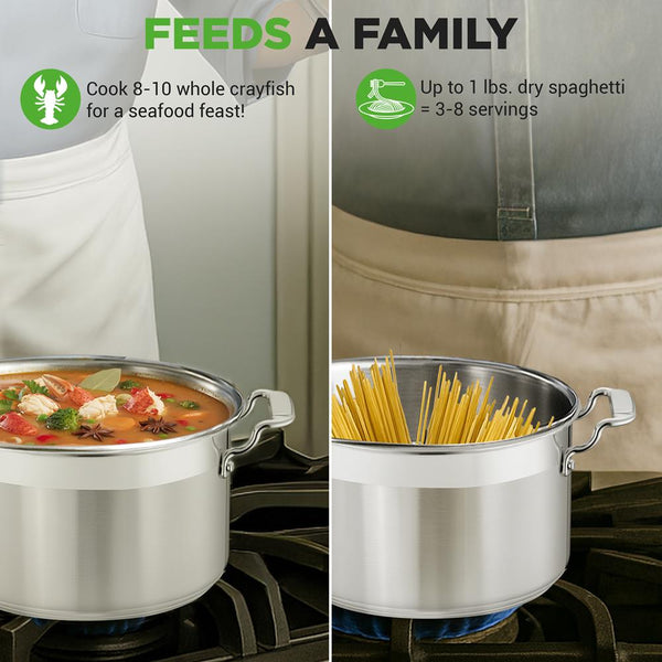 Nutrichef 5-Quart Stockpot For Even Heat Stainless Steel Induction Compatible