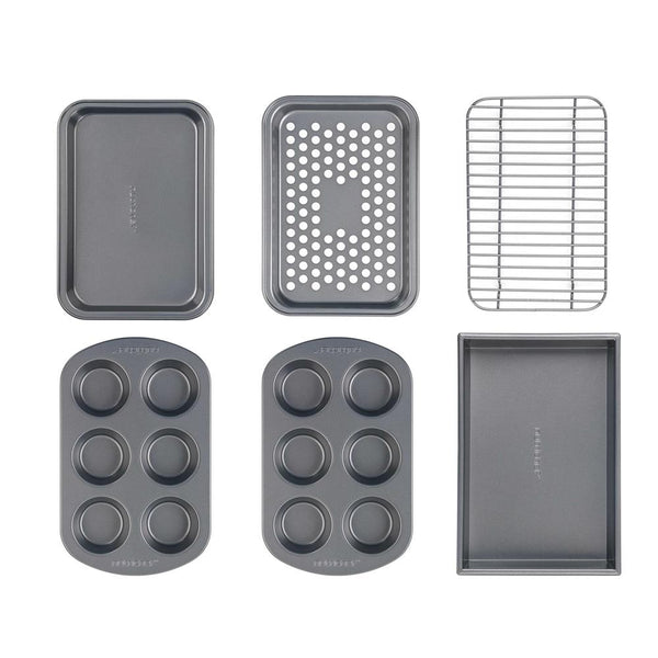 nutrichef 6-Piece Non-Stick Bakeware Set Stackable Carbon Steel Gray