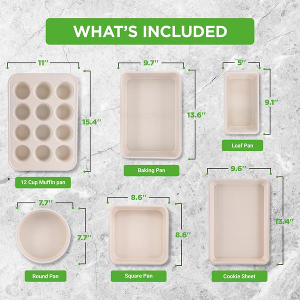 Nutrichef 6-Piece Nonstick Bakeware Set Ceramic Coating Carbon Steel Turquoise