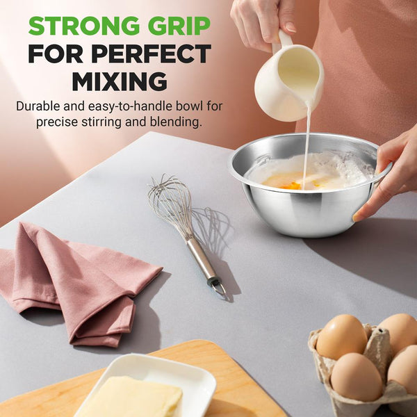 Nutrichef 6-Piece Stainless Steel Mixing Bowls Set - Stackable Dishwasher Safe