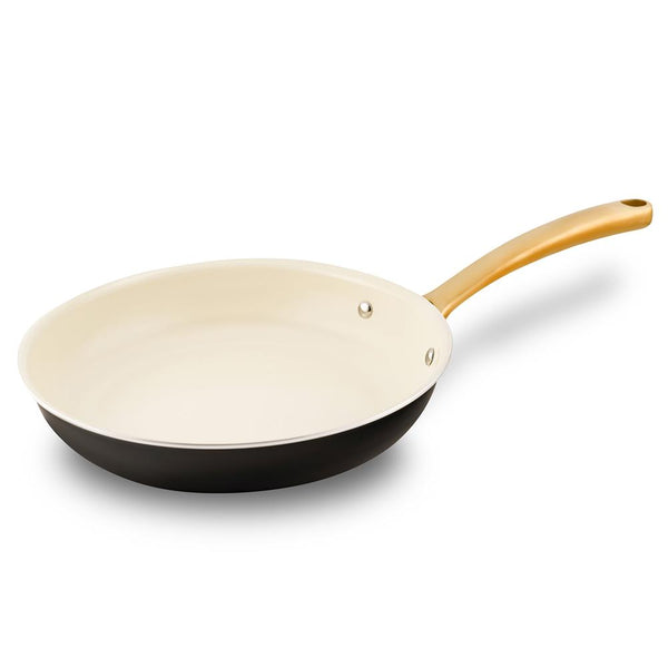 nutrichef 8" Non-Stick Frying Pan Even Heat Ceramic Coating Golden Titanium Handle