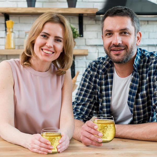 Nutrichef 8 Pcs. Of Crystal-Clear Stemless Wine Glasses - Ultra Clear And Thin Elegant Clear Wine Glasses Hand Blown