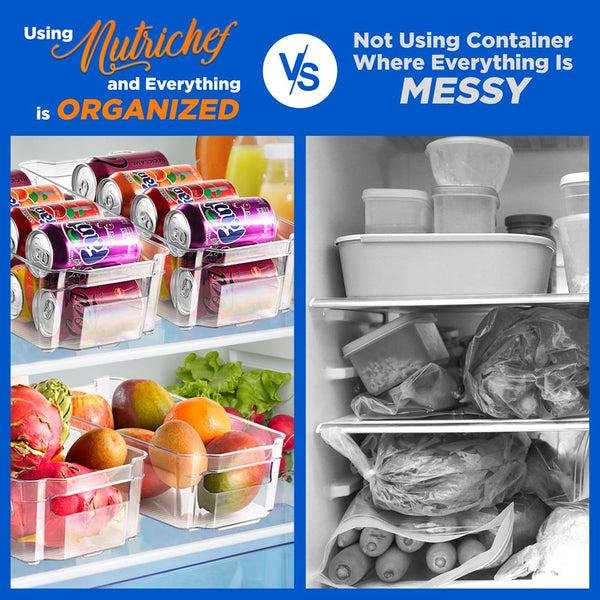 Nutrichef 8-Piece Clear Fridge Organizer Set BPA-Free Shatter-Resistant Plastic