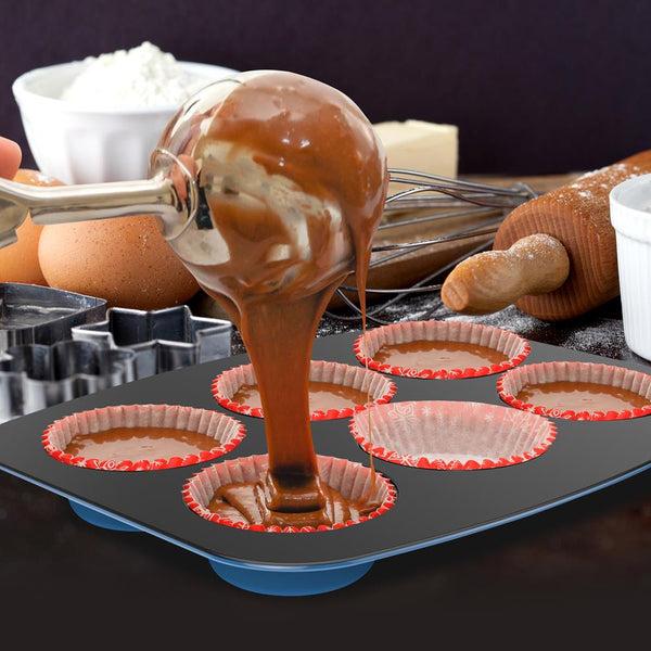 Nutrichef 8-Piece Nonstick Bakeware Set - Space-Saving Carbon Steel Blue