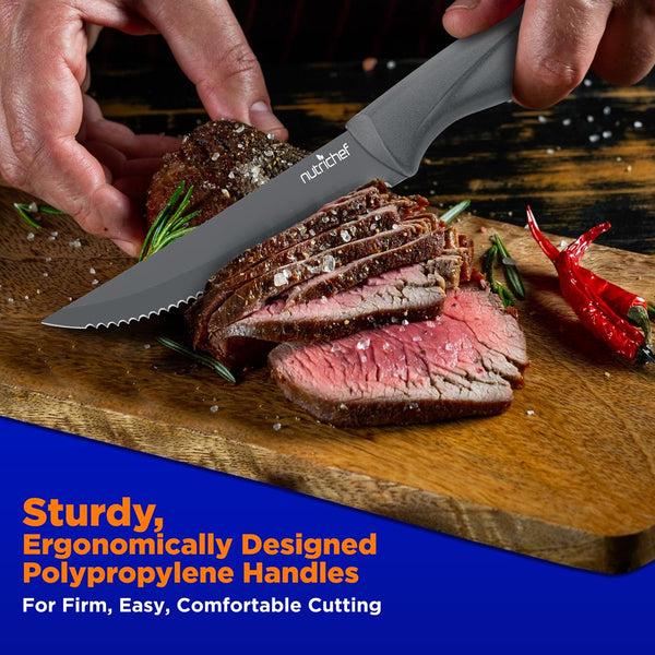 Nutrichef 8-Piece Steak Knife Set - Long-Lasting Sharpness Non-stick Stainless Steel