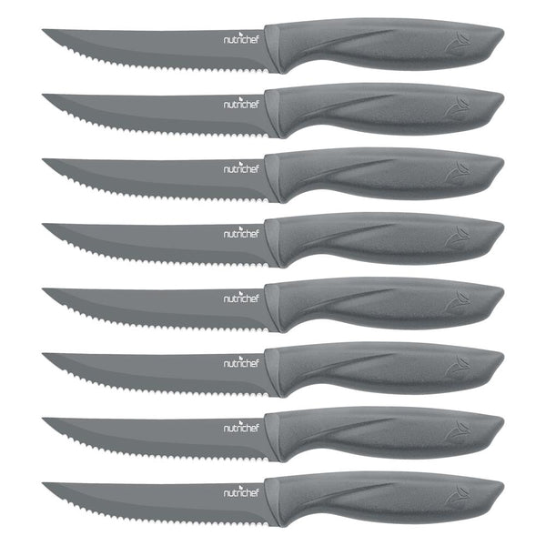 nutrichef 8-Piece Steak Knife Set - Long-Lasting Sharpness Non-stick Stainless Steel