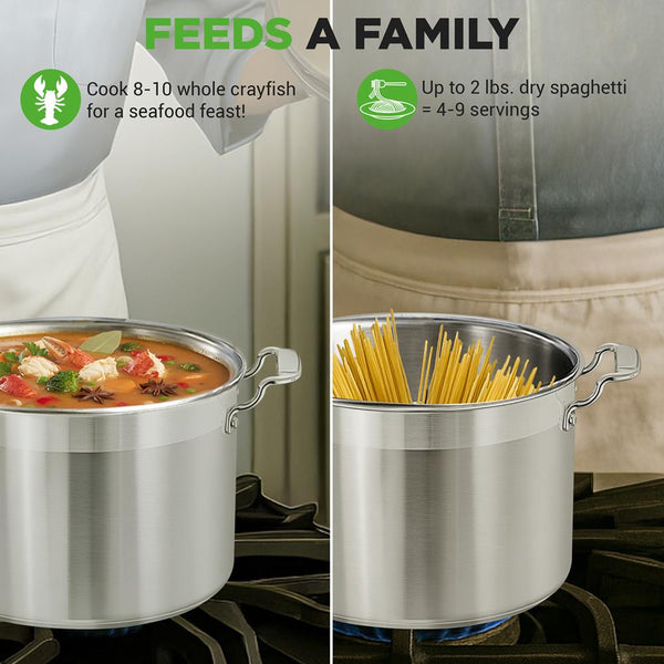Nutrichef 8 Qt Stockpot For Soups & Stews Induction Safe Stainless Steel