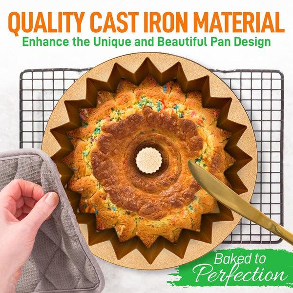 Nutrichef 9" Cake Pan - Uniform Baking Nonstick Cast Aluminum Gold