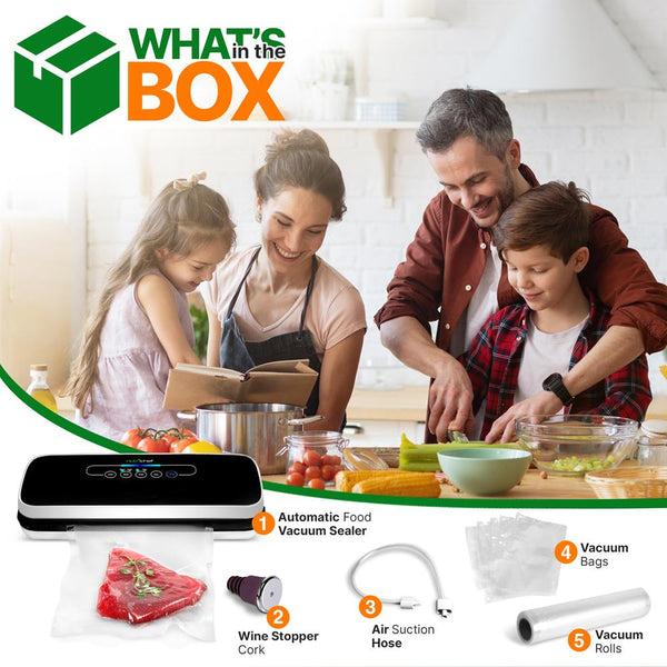 Nutrichef Automatic Food Vacuum Sealer - Electric Air Sealing Preserver System (Black)