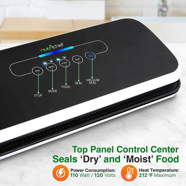 Nutrichef Automatic Food Vacuum Sealer - Electric Air Sealing Preserver System (Black)