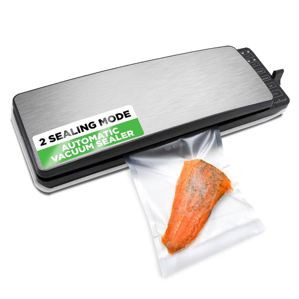 nutrichef Automatic Food Vacuum Sealer - Electric Air Sealing Preserver System With Reusable Vacuum Food Bags (Stainless Steel)